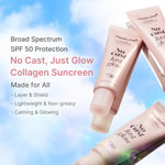 Load image into Gallery viewer, No Cast Just Glow Collagen Sunscreen | SPF 50 Broad Spectrum Face Sunscreen | Lightweight, Non-Sticky, Hydrating Formula | Peptide, Cica for Soothing & Glow | Korean Skincare