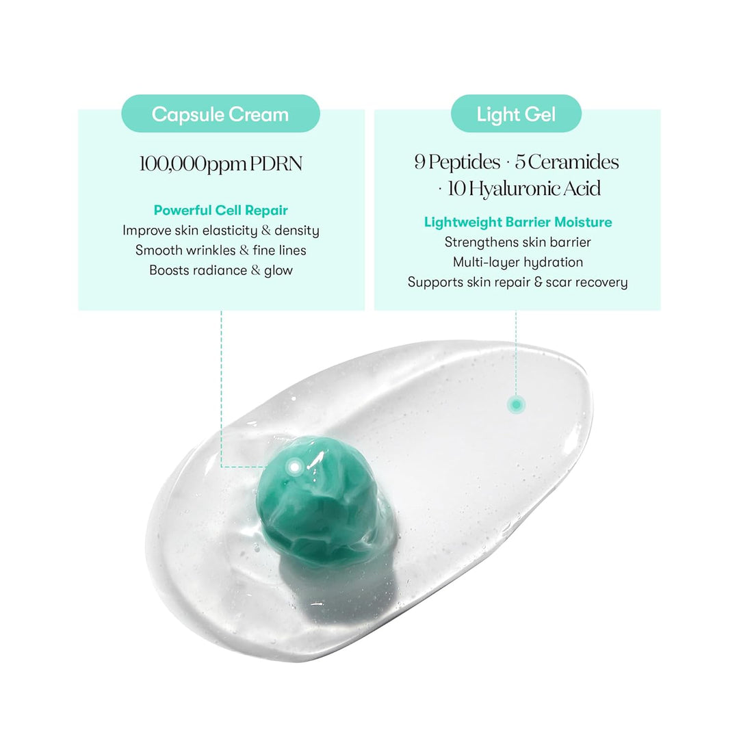 PDRN Capsule Cream 100, Hydrating Face Moisturizer with 100,000Ppm PDRN, Hyaluronic Acid, 9 Peptides, Firming & Plumping Nourishing Cream, Korean Skin Care (1.69 Fl. Oz.)