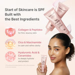 Load image into Gallery viewer, No Cast Just Glow Collagen Sunscreen | SPF 50 Broad Spectrum Face Sunscreen | Lightweight, Non-Sticky, Hydrating Formula | Peptide, Cica for Soothing &amp; Glow | Korean Skincare
