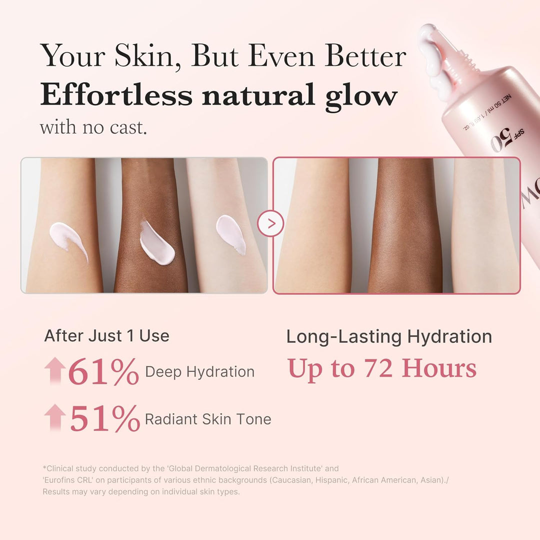 No Cast Just Glow Collagen Sunscreen | SPF 50 Broad Spectrum Face Sunscreen | Lightweight, Non-Sticky, Hydrating Formula | Peptide, Cica for Soothing & Glow | Korean Skincare